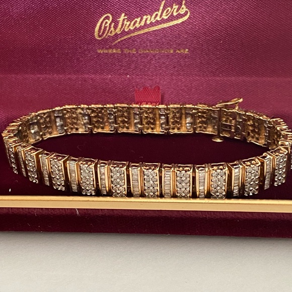 6.44 cttws GENUINE DIAMOND 10K GOLD BRACELET - Picture 7 of 16